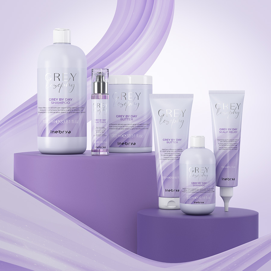 Inebrya Greylosophy Grey By Day Illuminierende Maske für blondes und graues Haar 1000 ml