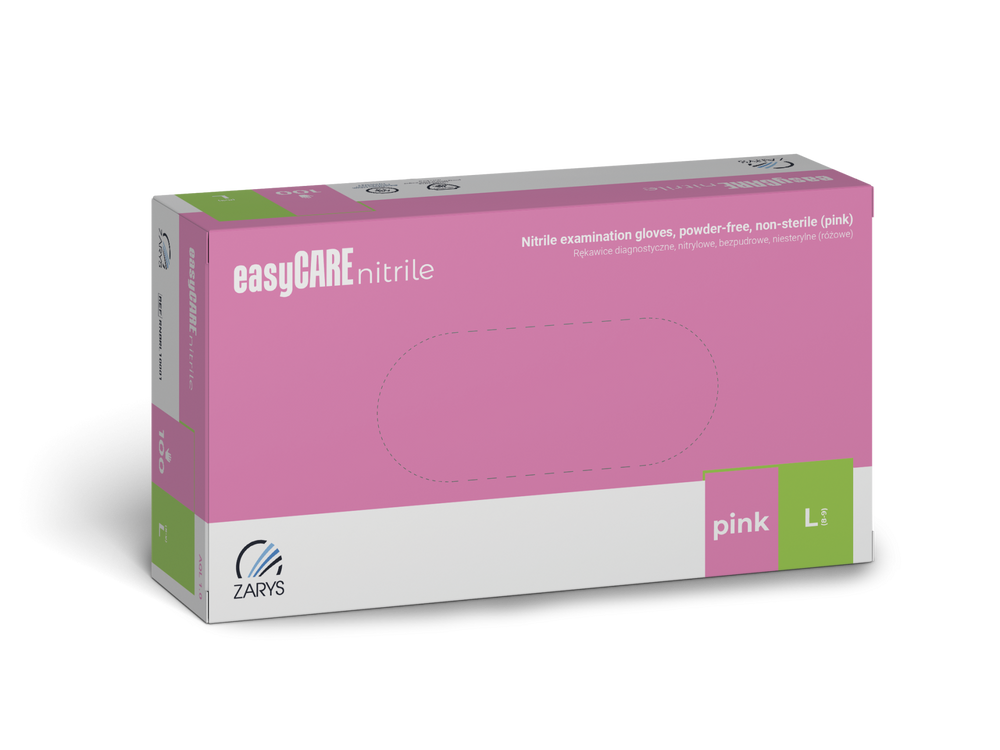 Zarys Easy Care vaaleanpunaiset nitriilikäsineet L 100 kpl.