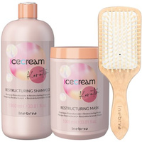 Inebrya Kit Keratin Shampoo 1000 ml + Mask 1000 ml + Brush