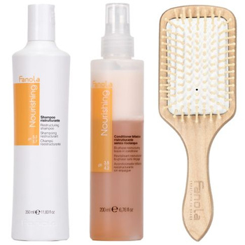 Fanola Zestaw Nourishing Szampon 350 ml + Odżywka Dwufazowa 200 ml + Szczotka