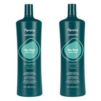 Fanola Zestaw Wonder No Red Szampon Neutralizujący Czerwone Tony 1000 ml + Maska 1000 ml