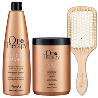 Fanola Oro Therapy Gold Set Champú 1000 ml + Mascarilla 1000 ml + Cepillo