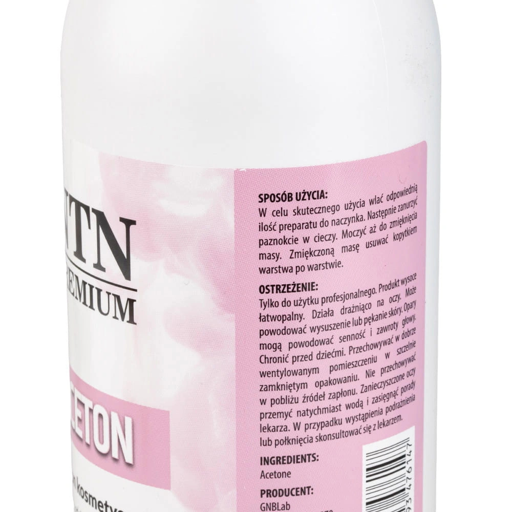 NTN Premium Aceton Kosmetyczny - Płyn Do Usuwania Lakieru Hybrydowego 500 ml
