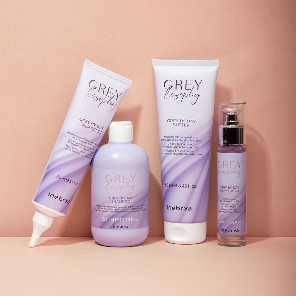 Inebrya Greylosophy Grey By Day Cleansing Head Skin Treatment ennen shampoota 150ml